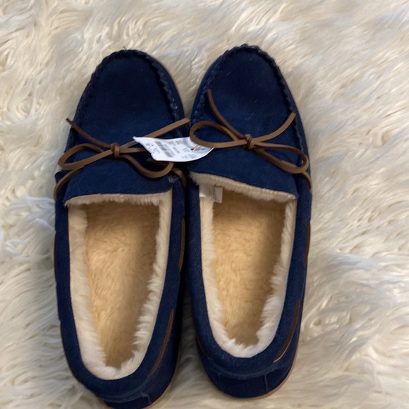 J. Crew Other - J.Crew Man Moccasin Slippers navy blue brand new with tag size 11 leather upper